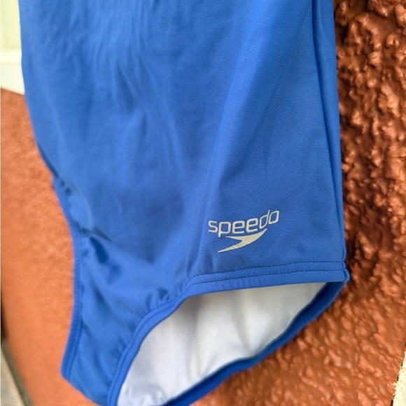 Women’s Speedo One Piece Swimsuit Blue Color Block Size 10 Swimming - Picture 3 of 6
